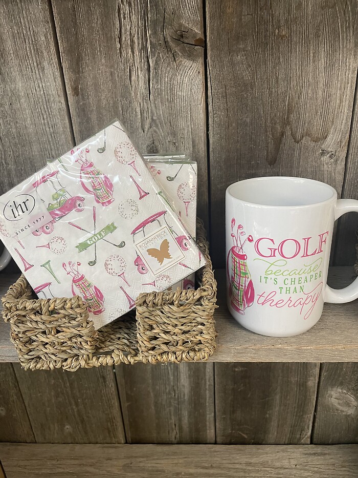 Golf Mug and ihr napkin set