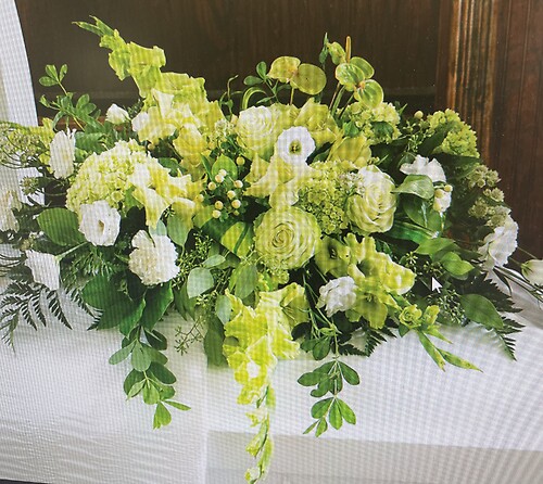 Green and White Casket Spray