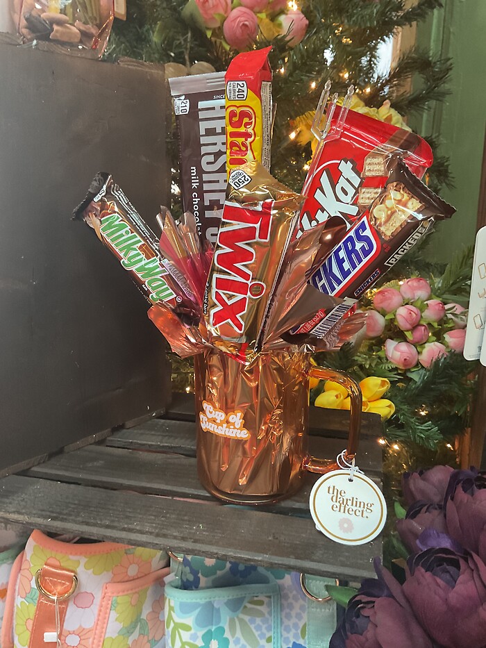 Candy Bar Bouquet with a glass cup